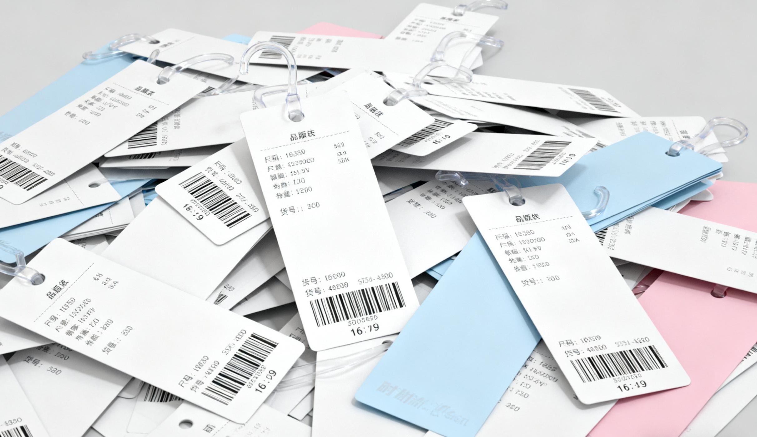 Simple cheap hang tags stacked for retail use